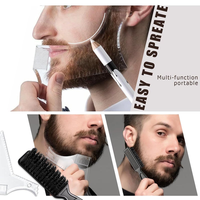 Noerrors White Barber Pencil for Lineup Magic Hairline Beard Guide Shaping Pencils Barber Chalk for Design Hairline Razor Trace Barber Pencils Set with Sharpener Ruler Brush for Men - Image 5